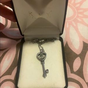 Open Hearts Diamond Key Necklace